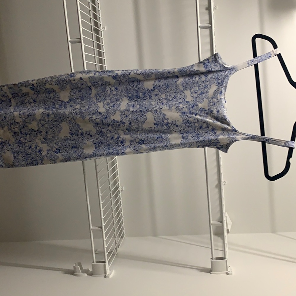 AMERICAN APPAREL: White/Blue floral Midi dress